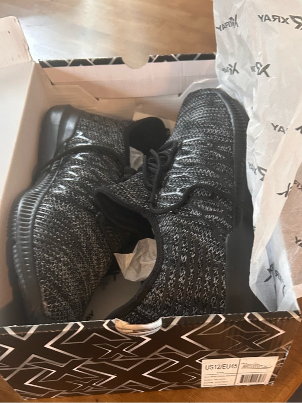XR Xray Mens Casual Sneakers New In  Box - Black/Grey Tweed- Size 12 - Picture 3 of 15